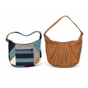 Genuine Leather Vintage Made in Mexico Boho Patchwork Hobo Purses Lot of 2